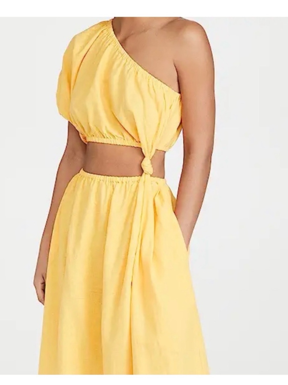 Farm Rio Like new One-Shoulder Cutout Maxi Dress in Bright Yellow - Picture 4 of 8